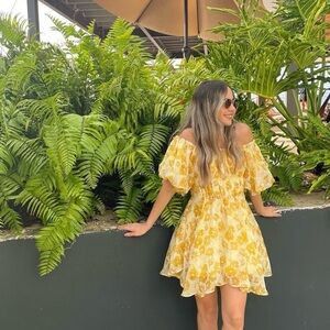 Off the shoulder flower, mini dress [XS]